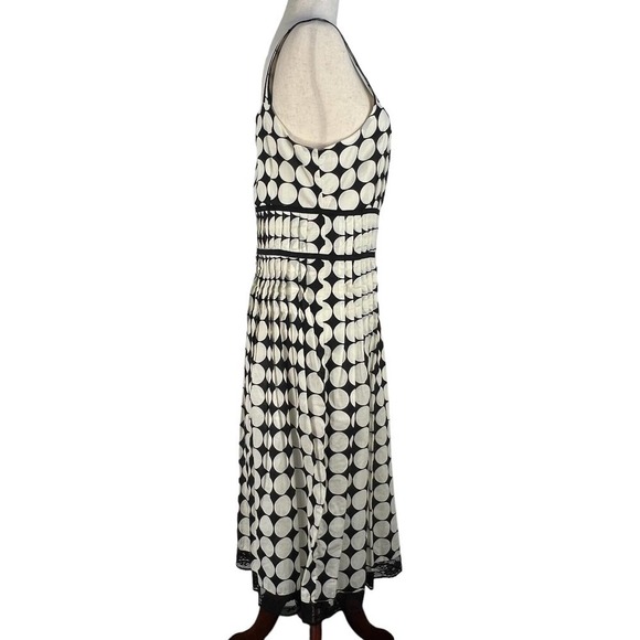 DIMRI SLEEVELESS POLKA DOT SQUARE NECK EMPIRE WAIST DRESS IVORY/BLACK MEDIUM NWT - Picture 10 of 16